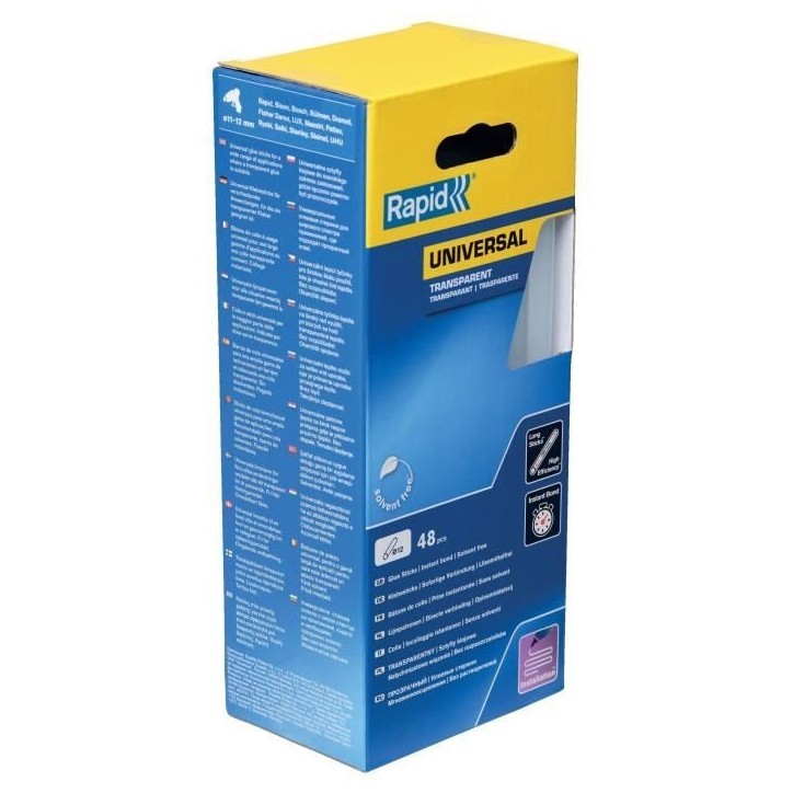 RAPID - Colle Transparente Ø12mm - 190mm x48 sticks (880g), colle chaude - Boîte - (5001411) RAPID - Colle Transparente Ø12mm - 190mm x48 sticks (880g), colle chaude - Boîte - (5001411)