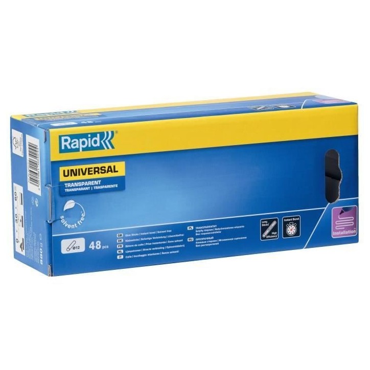 RAPID - Colle Transparente Ø12mm - 190mm x48 sticks (880g), colle chaude - Boîte - (5001411) RAPID - Colle Transparente Ø12mm - 190mm x48 sticks (880g), colle chaude - Boîte - (5001411)