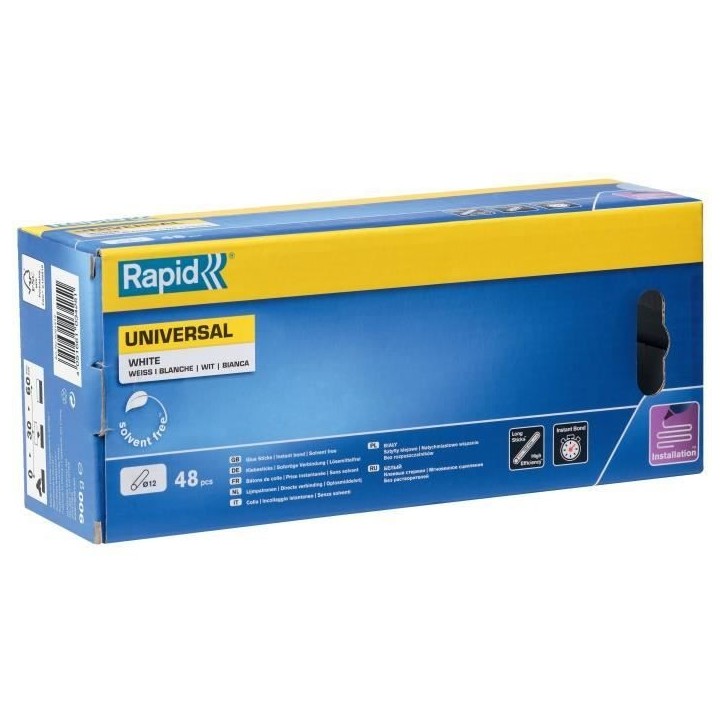 RAPID - Colle Blanche Ø12mm - 190mm x 48 sticks (880g), colle chaude - Boîte - (5001412) RAPID - Colle Blanche Ø12mm - 190mm x 48 sticks (880g), colle chaude - Boîte - (5001412)