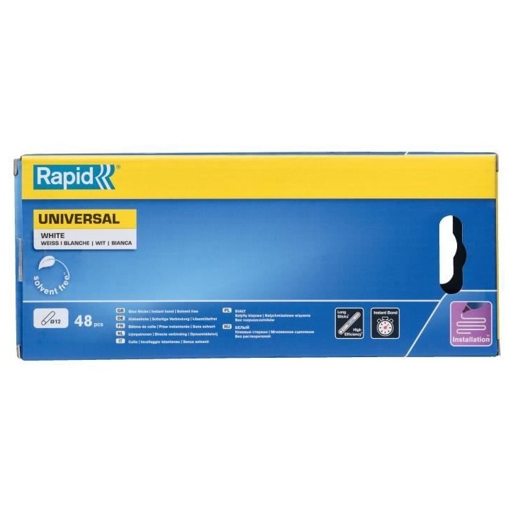RAPID - Colle Blanche Ø12mm - 190mm x 48 sticks (880g), colle chaude - Boîte - (5001412) RAPID - Colle Blanche Ø12mm - 190mm x 48 sticks (880g), colle chaude - Boîte - (5001412)