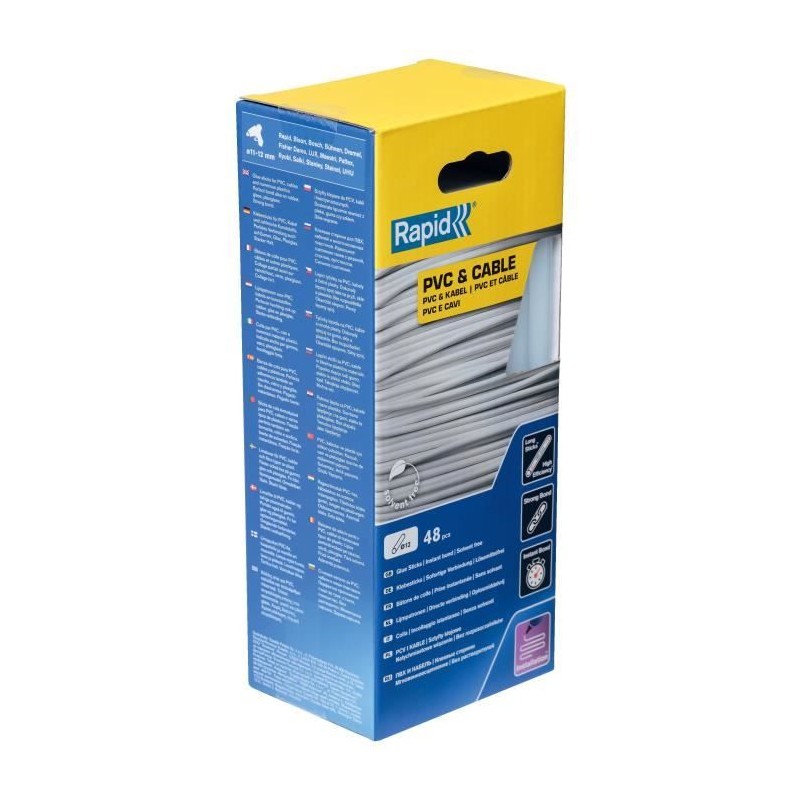 RAPID - Colle PVC & Câbles Ø12mm - 190mm x 48 sticks (880g), colle c