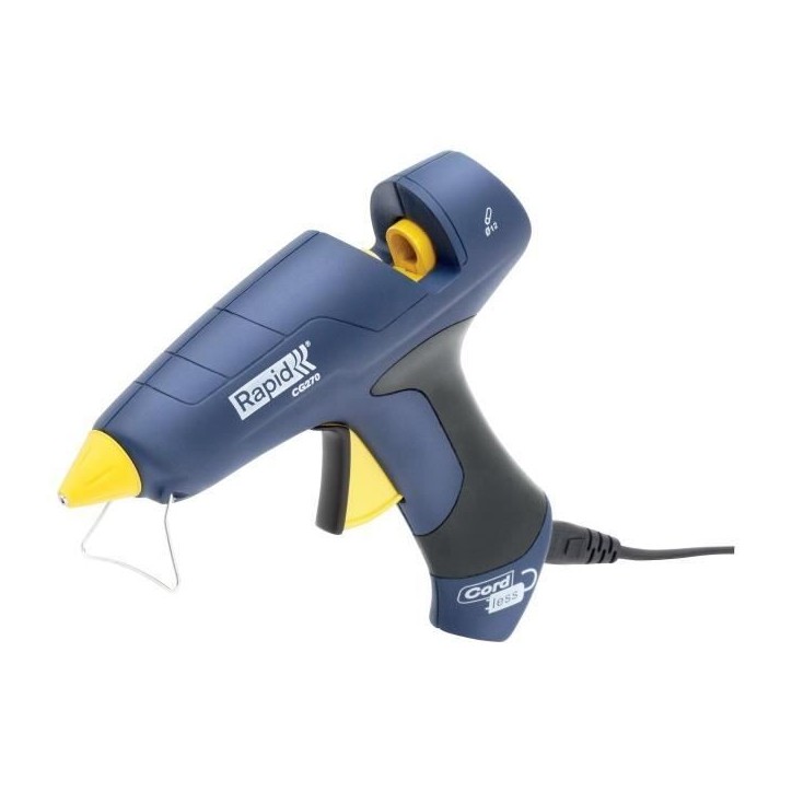 RAPID - CG270 - Pistolet a colle cordon amovible pour colle chaude Ø12mm, sans fil - Coffret (Pistolet + colle 10 sticks - (500 RAPID - CG270 - Pistolet a colle cordon amovible pour colle chaude Ø12mm, sans fil - Coffret (Pistolet + colle 10 sticks - (500