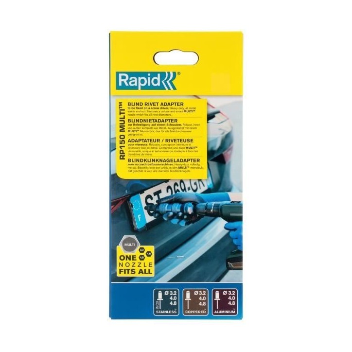 RAPID - RP150 MULTI - Adaptateur rivets aluminuim et acier inoxydable pour visseuse - Boîte - (5001484) RAPID - RP150 MULTI - Adaptateur rivets aluminuim et acier inoxydable pour visseuse - Boîte - (5001484)