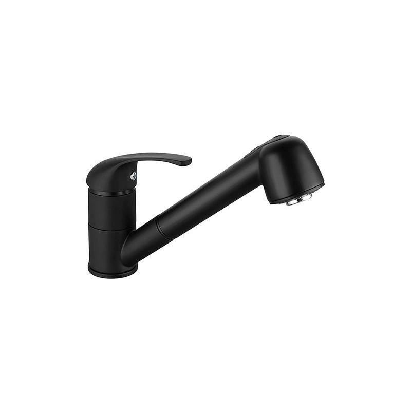 Mitigeur évier de cuisine - Noir mat - Bec orientable - Cartouche cé