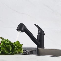 Mitigeur évier de cuisine - Noir mat - Bec orientable - Cartouche cé
