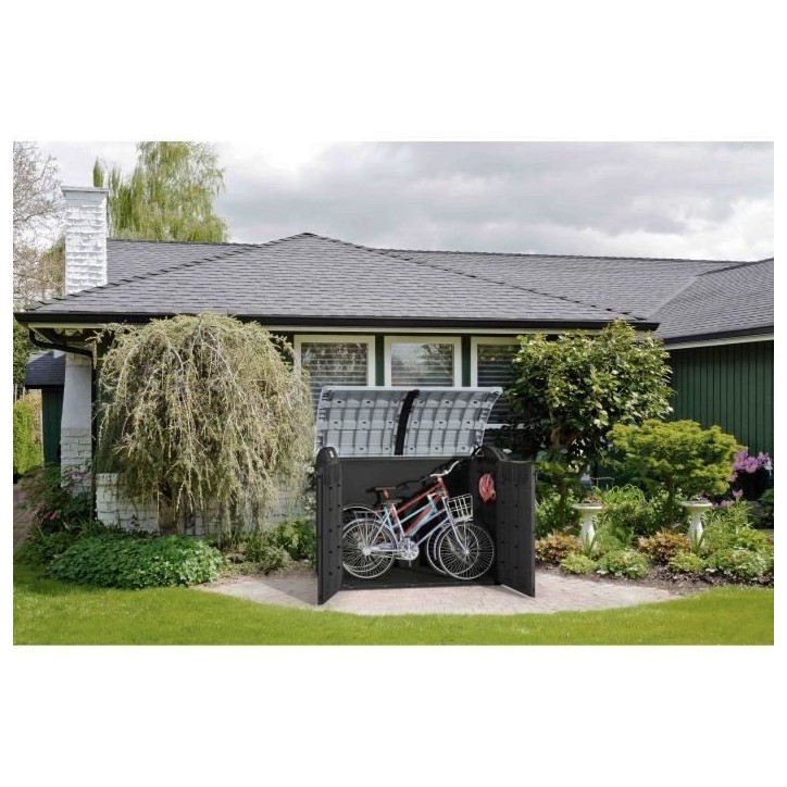 Coffre de rangement extérieur KETER en résine 2000 litres Noir et gris - Abri de stockage de jardin