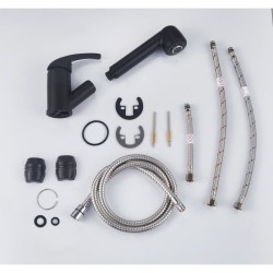 Mitigeur évier de cuisine - Noir mat - Bec orientable - Cartouche cé