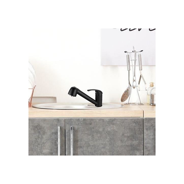 Mitigeur évier de cuisine - Noir mat - Bec orientable - Cartouche céramique Ø 40 mm - EDOUARD ROUSSEAU - Bago
