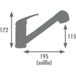 Mitigeur évier de cuisine - Noir mat - Bec orientable - Cartouche cé