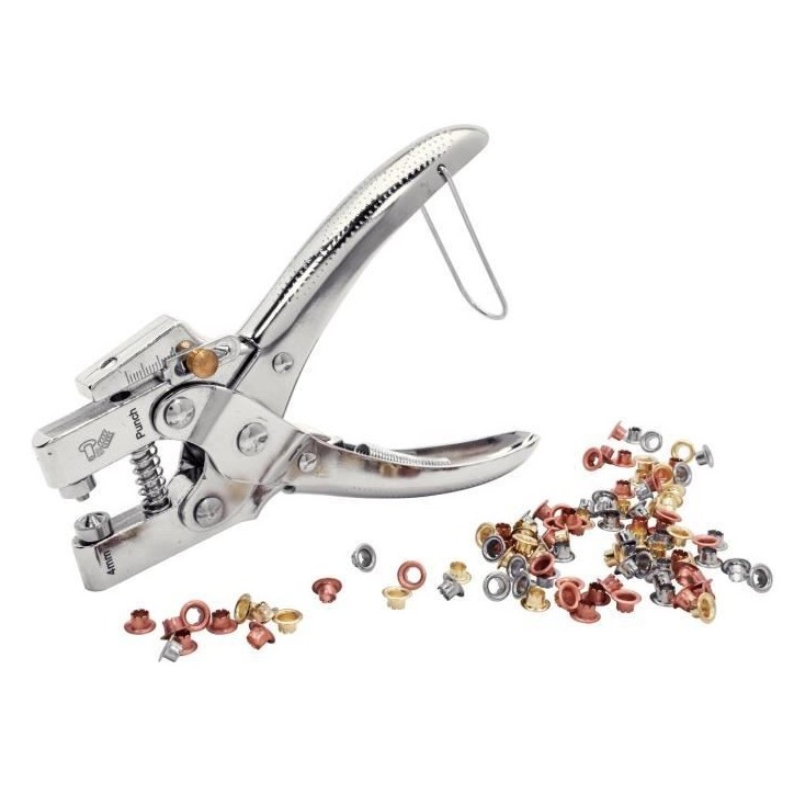 RAPID - RP05 - Pince oeillets Ø4mm, poinçonnage de Ø2 a Ø4,5mm - Blister + 105 oeillets - (5000407)