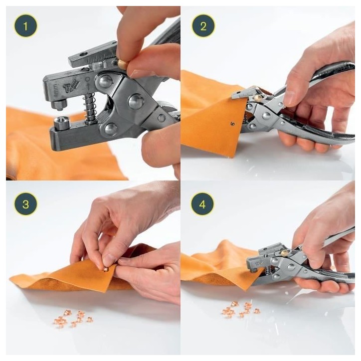 RAPID - RP05 - Pince oeillets Ø4mm, poinçonnage de Ø2 a Ø4,5mm - Blister + 105 oeillets - (5000407)