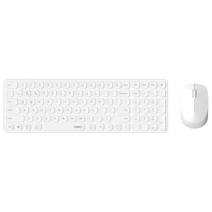 Ensemble Clavier-Souris - RAPOO - 9310M - Sans-fil - Multimode - Ultra-Slim - Blanc