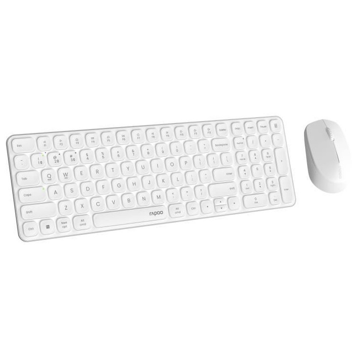 Ensemble Clavier-Souris - RAPOO - 9310M - Sans-fil - Multimode - Ultra-Slim - Blanc