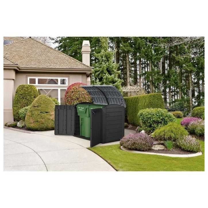 Coffre de rangement extérieur KETER en résine 2000 litres Noir et gris - Abri de stockage de jardin