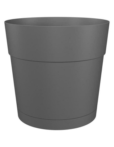Pot a fleurs et plantes rond CAPRI LARGE - Plastique - Réservoir d'eau - diametre 35 cm - Anthracite - ARTEVASI