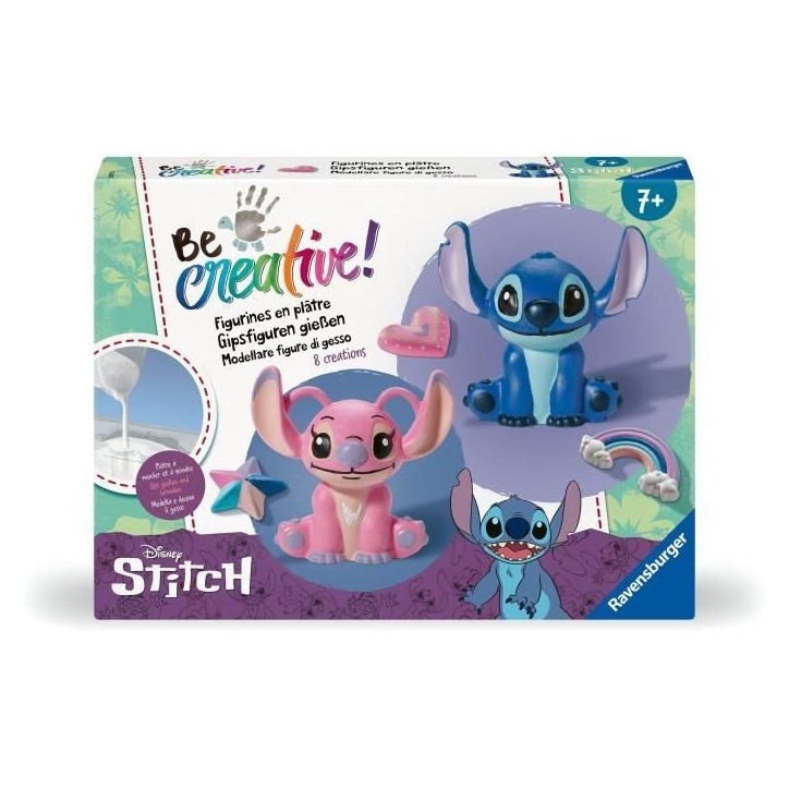 Be Creative Figurines Stitch, 5 objets a réaliser en plâtre, Activité détente et créative, Des 7 ans, 23877, Ravensburger