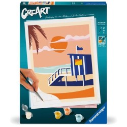 CreArt 24x30 cm Beach Cottage, Adulte, Peinture par numéros, 23896, R