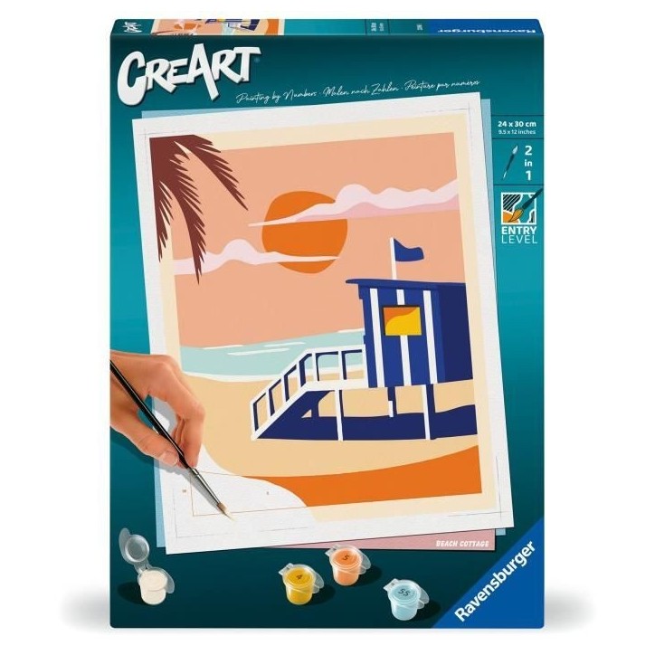 CreArt 24x30 cm Beach Cottage, Adulte, Peinture par numéros, 23896, Ravensburger CreArt 24x30 cm Beach Cottage, Adulte, Peinture par numéros, 23896, Ravensburger
