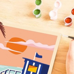 CreArt 24x30 cm Beach Cottage, Adulte, Peinture par numéros, 23896, R