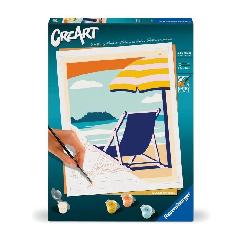 CreArt 24x30 cm Relax at the Beach, Adulte, Peinture par numéros, 238 CreArt 24x30 cm Relax at the Beach, Adulte, Peinture par numéros, 238