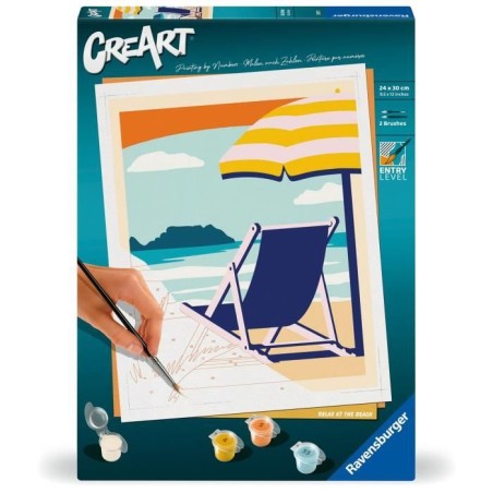 CreArt 24x30 cm Relax at the Beach, Adulte, Peinture par numéros, 238