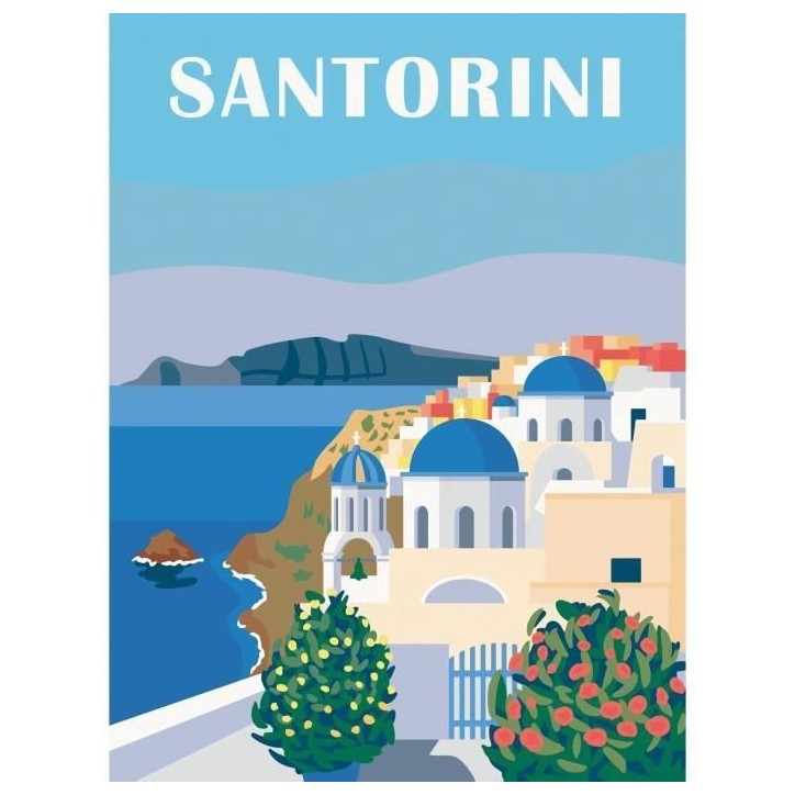 Ravensburger–CreArt Toiles 30x40 cm–Santorin–Peinture par numéros–Adulte-Activité détente et créative–Des 12 ans Ravensburger–CreArt Toiles 30x40 cm–Santorin–Peinture par numéros–Adulte-Activité détente et créative–Des 12 ans