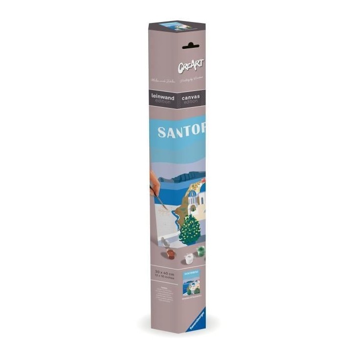 Ravensburger–CreArt Toiles 30x40 cm–Santorin–Peinture par numéros–Adulte-Activité détente et créative–Des 12 ans Ravensburger–CreArt Toiles 30x40 cm–Santorin–Peinture par numéros–Adulte-Activité détente et créative–Des 12 ans