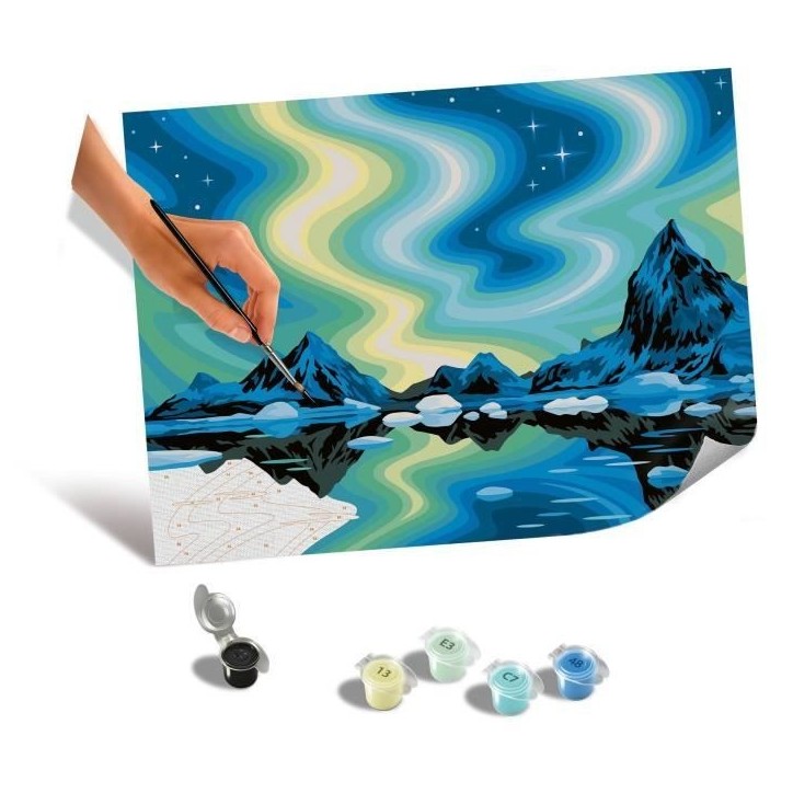 Ravensburger–CreArt Toiles 30x40 cm–Aurores Boréales–Peinture par numéros–Adulte-Activité détente et créative–Des Ravensburger–CreArt Toiles 30x40 cm–Aurores Boréales–Peinture par numéros–Adulte-Activité détente et créative–Des