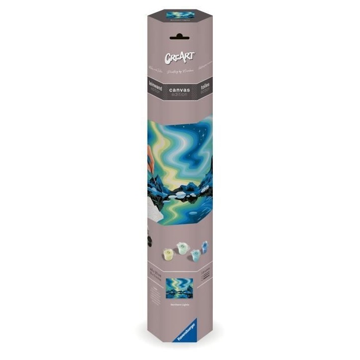 Ravensburger–CreArt Toiles 30x40 cm–Aurores Boréales–Peinture par numéros–Adulte-Activité détente et créative–Des Ravensburger–CreArt Toiles 30x40 cm–Aurores Boréales–Peinture par numéros–Adulte-Activité détente et créative–Des
