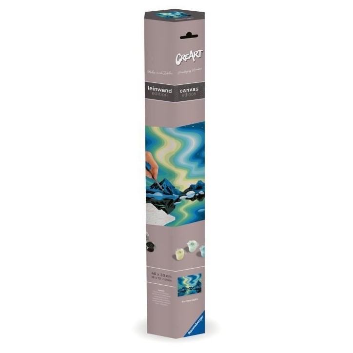 Ravensburger–CreArt Toiles 30x40 cm–Aurores Boréales–Peinture par numéros–Adulte-Activité détente et créative–Des Ravensburger–CreArt Toiles 30x40 cm–Aurores Boréales–Peinture par numéros–Adulte-Activité détente et créative–Des