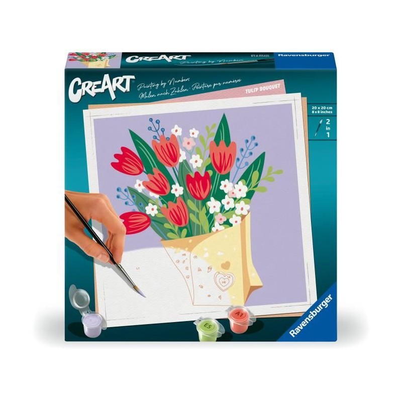 CreArt 20x20 cm Bouquet de tulipes, Loisir créatif, Adulte, Peinture