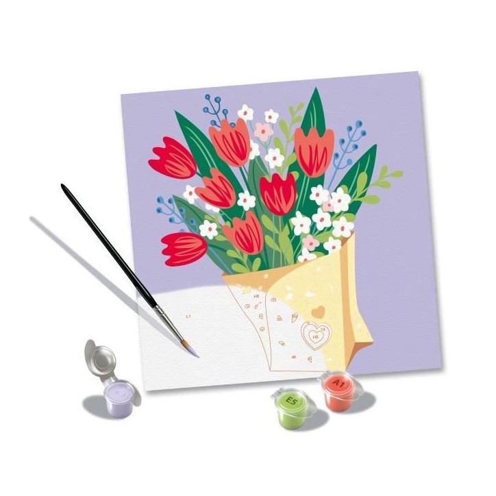 CreArt 20x20 cm Bouquet de tulipes, Loisir créatif, Adulte, Peinture par numéros, 25518, Ravensburger CreArt 20x20 cm Bouquet de tulipes, Loisir créatif, Adulte, Peinture par numéros, 25518, Ravensburger
