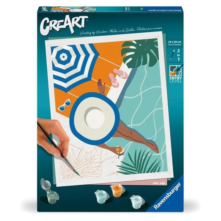 CreArt 24x30 cm Pool Time, Adulte, Peinture par numéros, 25523, Ravensburger CreArt 24x30 cm Pool Time, Adulte, Peinture par numéros, 25523, Ravensburger