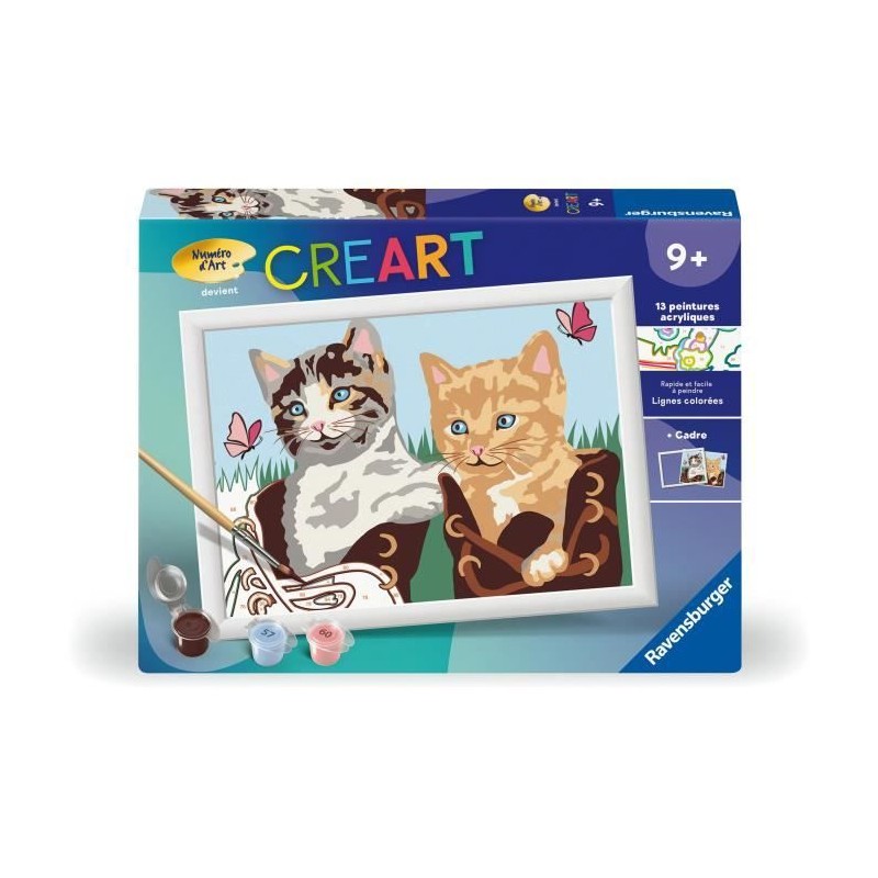 CreArt Kids 18x24cm, Numéro d'Art, Chatons et Chaussures, Kit de pein CreArt Kids 18x24cm, Numéro d'Art, Chatons et Chaussures, Kit de pein