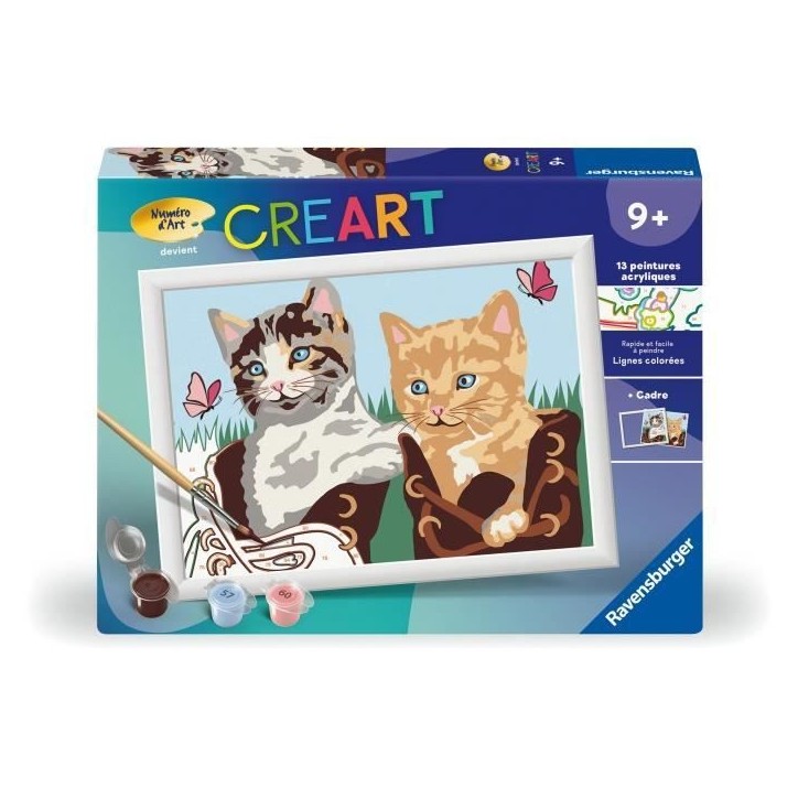 CreArt Kids 18x24cm, Numéro d'Art, Chatons et Chaussures, Kit de peinture par numéros Numéro d'Art, Des 7 ans, 25528, Ravensb CreArt Kids 18x24cm, Numéro d'Art, Chatons et Chaussures, Kit de peinture par numéros Numéro d'Art, Des 7 ans, 25528, Ravensb