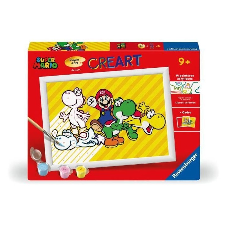 CreArt Kids 18x24cm Super Mario, Kit de peinture par numéros Numéro d'Art, Des 7 ans, 25529, Ravensburger CreArt Kids 18x24cm Super Mario, Kit de peinture par numéros Numéro d'Art, Des 7 ans, 25529, Ravensburger