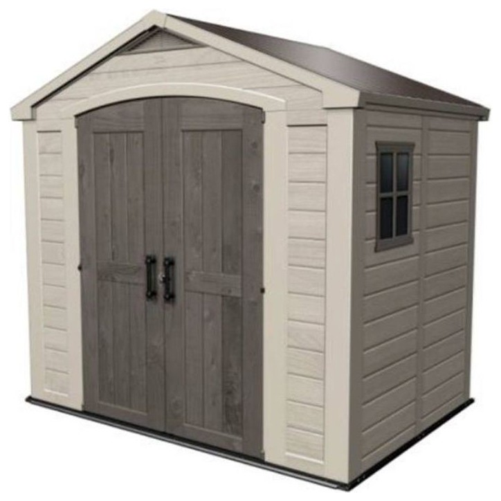 Abri de jardin KETER Factor 4.45, Abri résistant aux intempéries, Marron - 182 x 256.6 x 243 cm Abri de jardin KETER Factor 4.45, Abri résistant aux intempéries, Marron - 182 x 256.6 x 243 cm