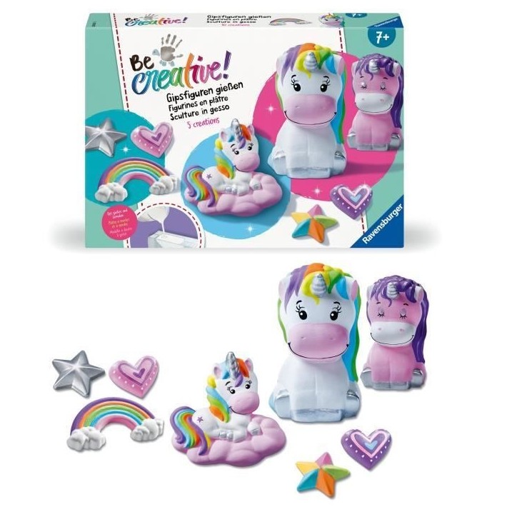 Be Creative Figurines Licornes, 10 objets a réaliser en plâtre, Décoration, Loisir créatif, Des 7 ans, Ravensburger Be Creative Figurines Licornes, 10 objets a réaliser en plâtre, Décoration, Loisir créatif, Des 7 ans, Ravensburger