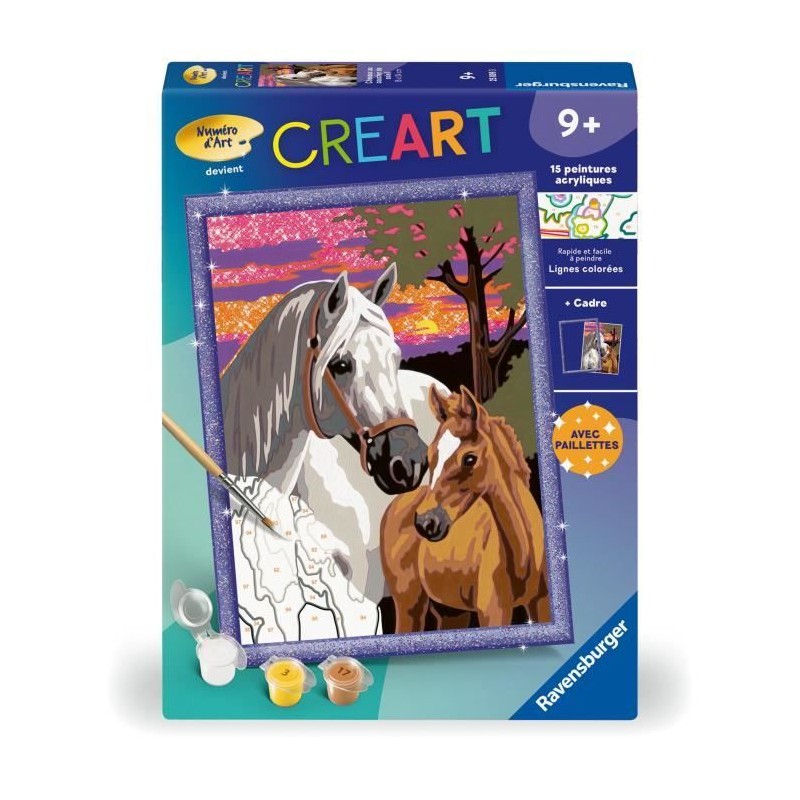 CreArt Kids 18x24cm Chevaux au coucher du soleil, Kit de peinture par CreArt Kids 18x24cm Chevaux au coucher du soleil, Kit de peinture par