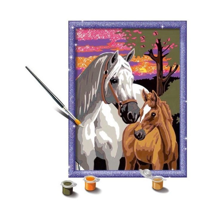 CreArt Kids 18x24cm Chevaux au coucher du soleil, Kit de peinture par numéros Numéro d'Art, Des 9 ans, 25809, Ravensburger CreArt Kids 18x24cm Chevaux au coucher du soleil, Kit de peinture par numéros Numéro d'Art, Des 9 ans, 25809, Ravensburger