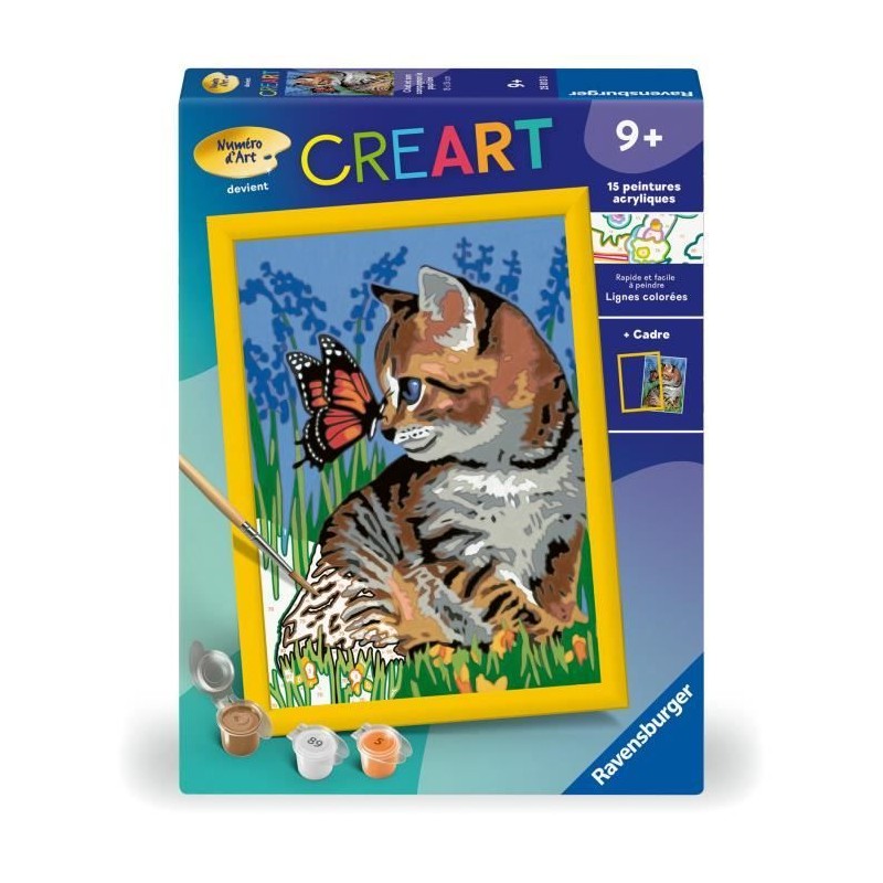 CreArt Kids 18x24cmChat et son compagnon le papillon, Kit de peinture CreArt Kids 18x24cmChat et son compagnon le papillon, Kit de peinture