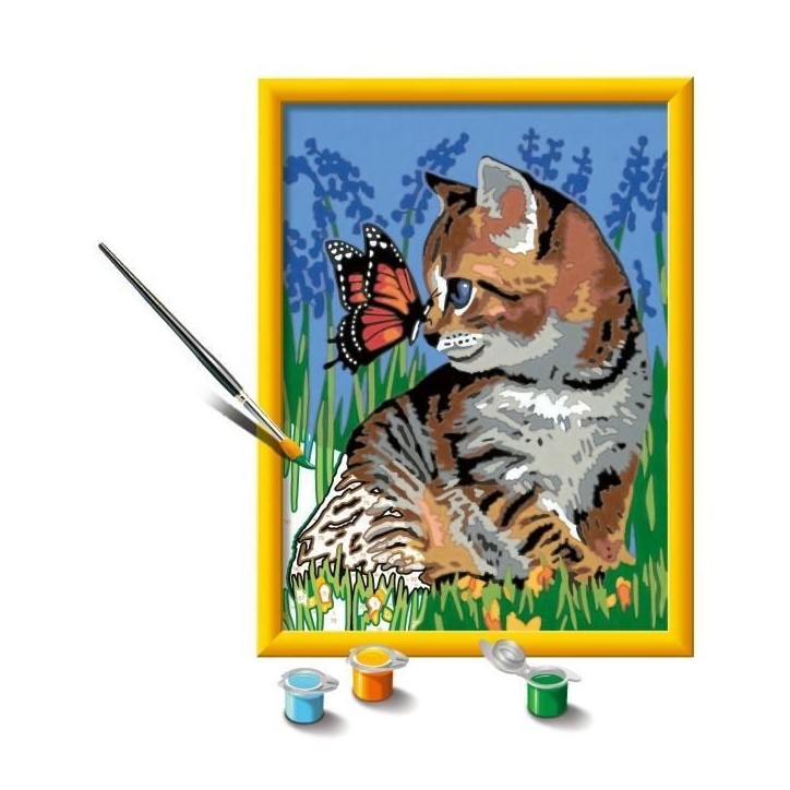 CreArt Kids 18x24cmChat et son compagnon le papillon, Kit de peinture par numéros Numéro d'Art,, Des 9 ans, 25813, Ravensburge