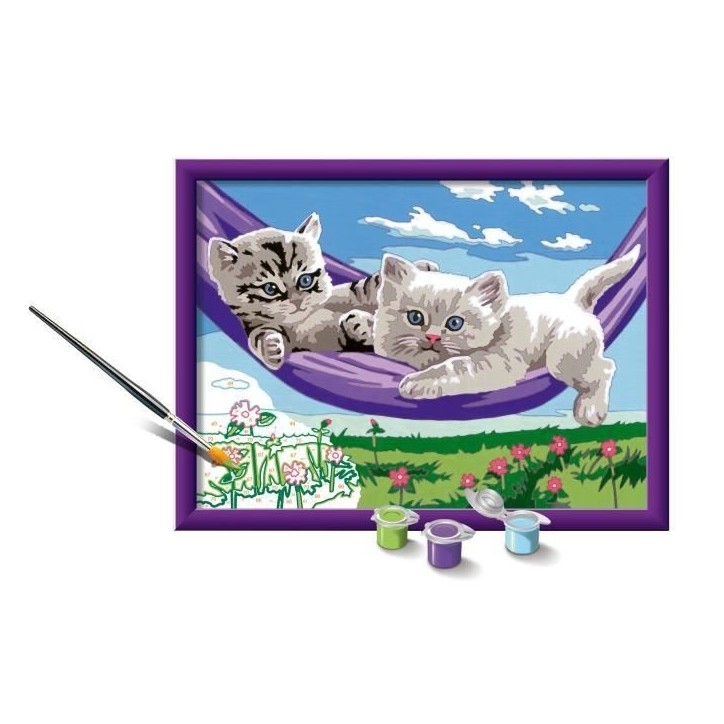 CreArt Kids 18x24cm Chatons dans le hamac, Kit de peinture par numéros Numéro d'Art, Des 9 ans, 25828, Ravensburger CreArt Kids 18x24cm Chatons dans le hamac, Kit de peinture par numéros Numéro d'Art, Des 9 ans, 25828, Ravensburger