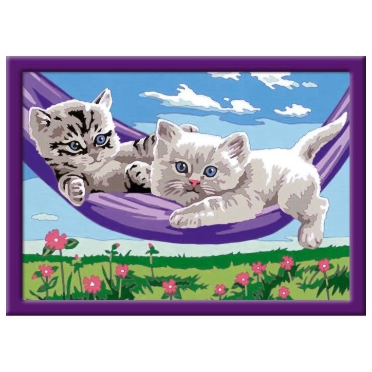 CreArt Kids 18x24cm Chatons dans le hamac, Kit de peinture par numéros Numéro d'Art, Des 9 ans, 25828, Ravensburger CreArt Kids 18x24cm Chatons dans le hamac, Kit de peinture par numéros Numéro d'Art, Des 9 ans, 25828, Ravensburger