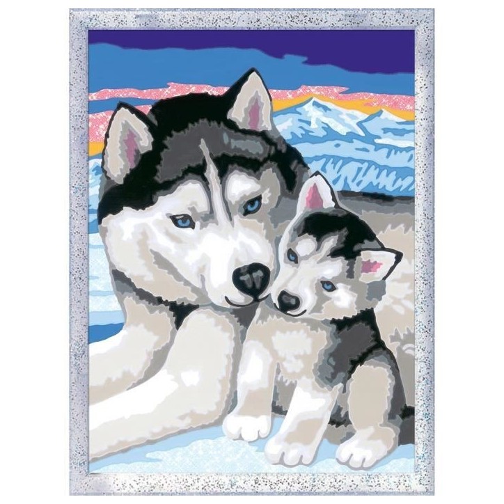 CreArt Kids 18x24cm Doux bisous de Husky, Kit de peinture par numéros Numéro d'Art, Des 7 ans, 25829, Ravensburger CreArt Kids 18x24cm Doux bisous de Husky, Kit de peinture par numéros Numéro d'Art, Des 7 ans, 25829, Ravensburger