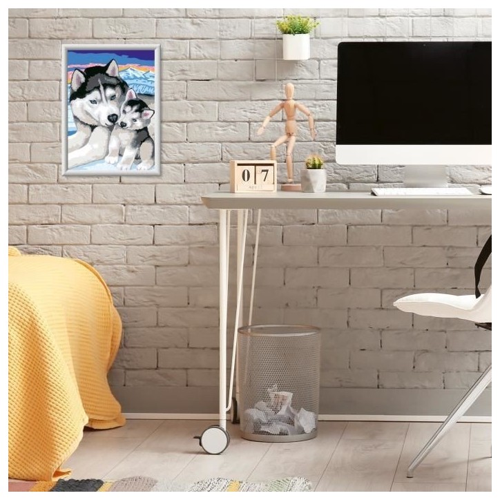 CreArt Kids 18x24cm Doux bisous de Husky, Kit de peinture par numéros Numéro d'Art, Des 7 ans, 25829, Ravensburger CreArt Kids 18x24cm Doux bisous de Husky, Kit de peinture par numéros Numéro d'Art, Des 7 ans, 25829, Ravensburger