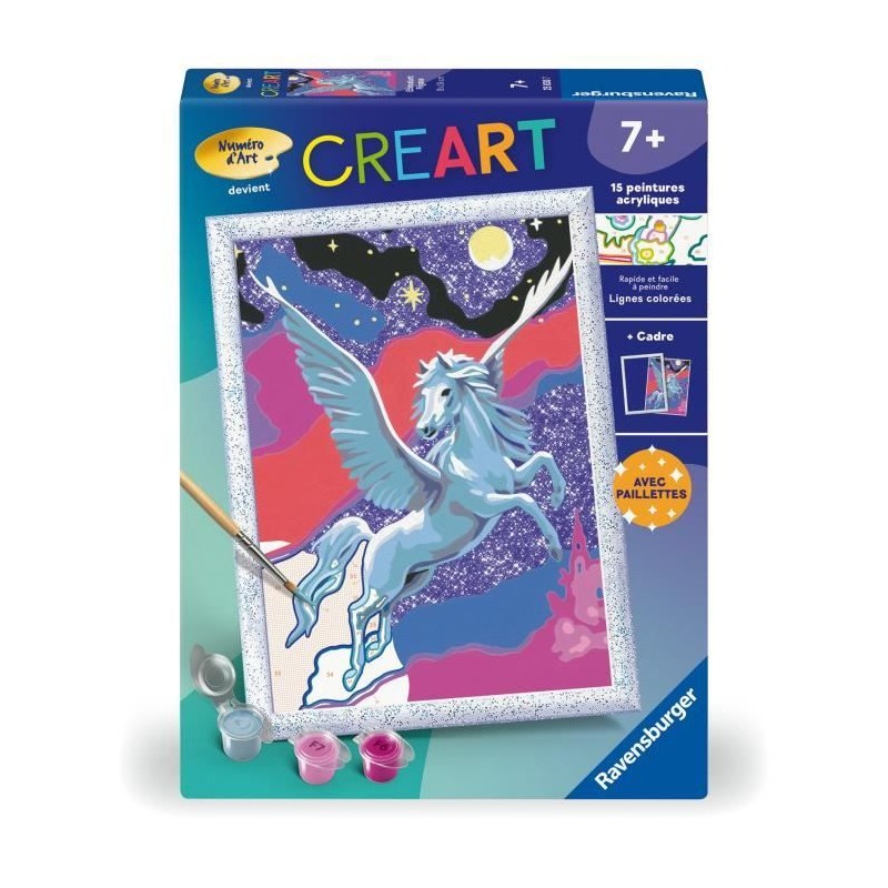 CreArt Kids 18x24cm Etincelant Pégase, Kit de peinture par numéros N CreArt Kids 18x24cm Etincelant Pégase, Kit de peinture par numéros N