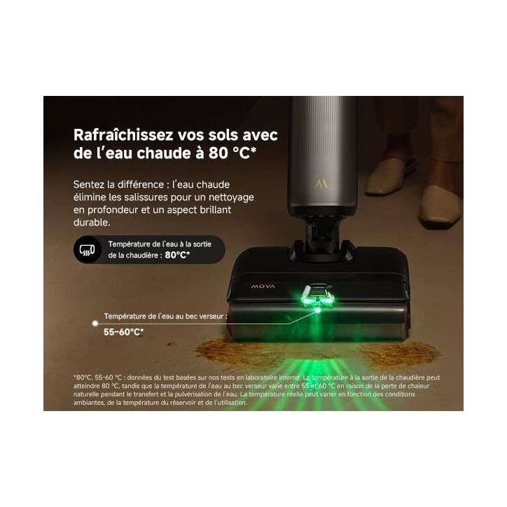 MOVA X4 Pro - Aspirateur Laveur - Lavage a l'eau chaude - Anti-enchevetrement - Auto-nettoyage a 100 C - Aspiration de 20 kPa MOVA X4 Pro - Aspirateur Laveur - Lavage a l'eau chaude - Anti-enchevetrement - Auto-nettoyage a 100 C - Aspiration de 20 kPa