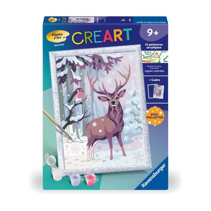 CreArt Kids 18x24cm Cerf romantique, Kit de peinture par numéros Num CreArt Kids 18x24cm Cerf romantique, Kit de peinture par numéros Num