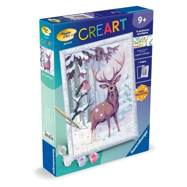 CreArt Kids 18x24cm Cerf romantique, Kit de peinture par numéros Numéro d'Art, Des 9 ans, 25831, Ravensburger CreArt Kids 18x24cm Cerf romantique, Kit de peinture par numéros Numéro d'Art, Des 9 ans, 25831, Ravensburger